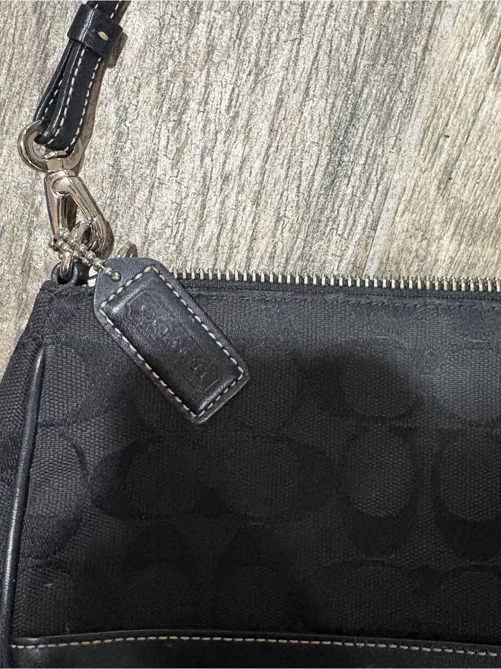 Vtg Coach 6094 Black Signature Canvas Demi Mini Bag Purse Leather Y2K Jacquard - Picture 3 of 11